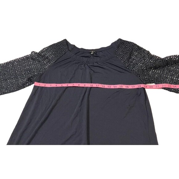 Talbots Plus Women's Size X Navy Blue Blouse Crochet Gothic  Laced 3/4 Sleeves - Picture 6 of 8